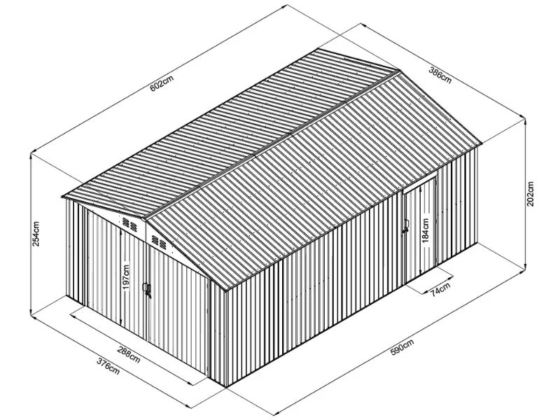 Metallgarage 3,86x6,02x2,54 m, 23,2 m², ProShed®, Antracit - Image 10