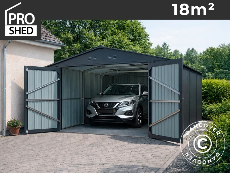 Metallgarage 3x6,02x2,32m, 18,06m², ProShed®, Antracit