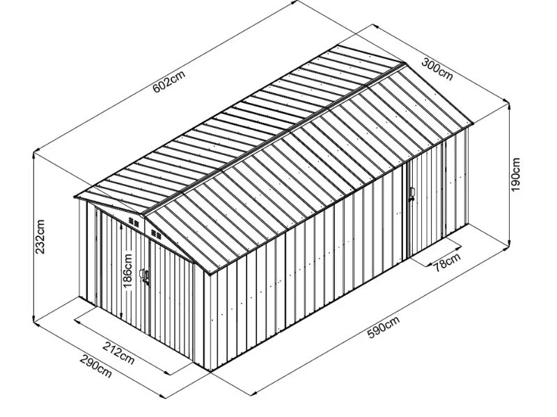 Metallgarage 3x6,02x2,32m, 18,06m², ProShed®, Antracit - Image 10