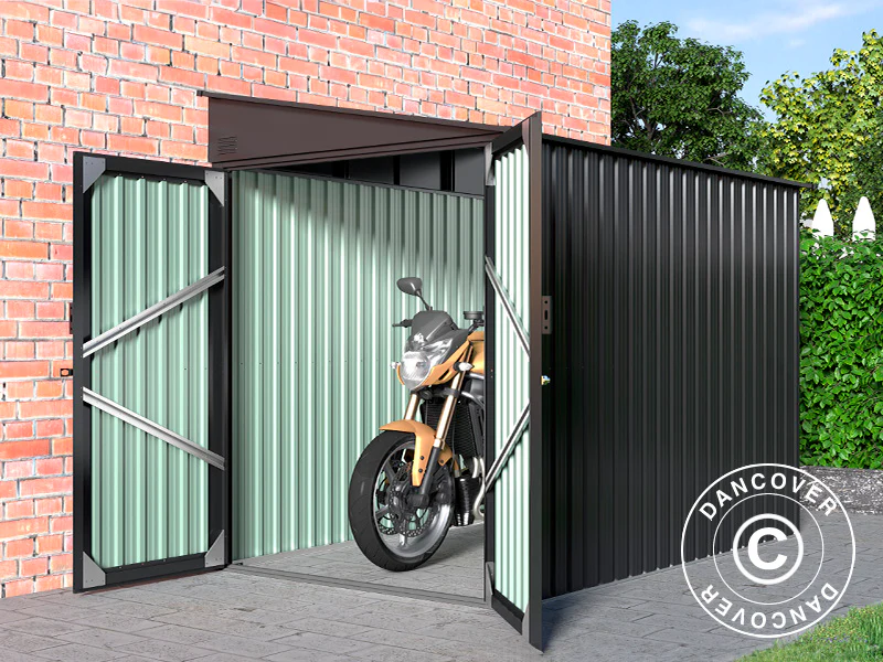 Metallskjul (MC/cyklar), 1,7x2,49x2,03m, 4,25m², Antracit - Image 3