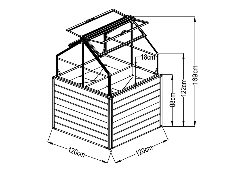 Mini växthus 1,2x1,2x1,69m, 1,44m², Vit - Image 10
