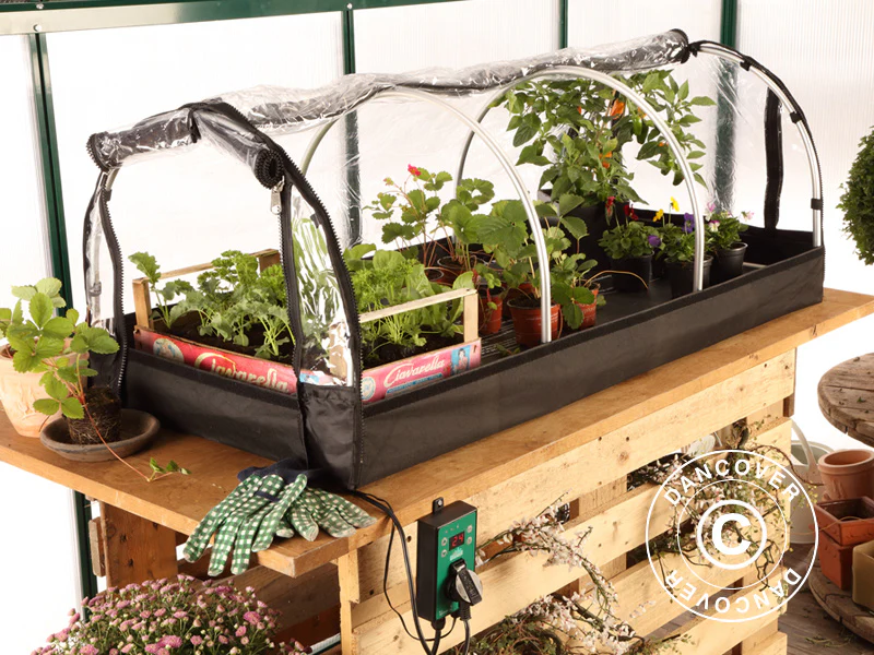 Mini växthus propagator JUMBO XXL med värmematta, 60x130x50cm, Transparant - Image 2