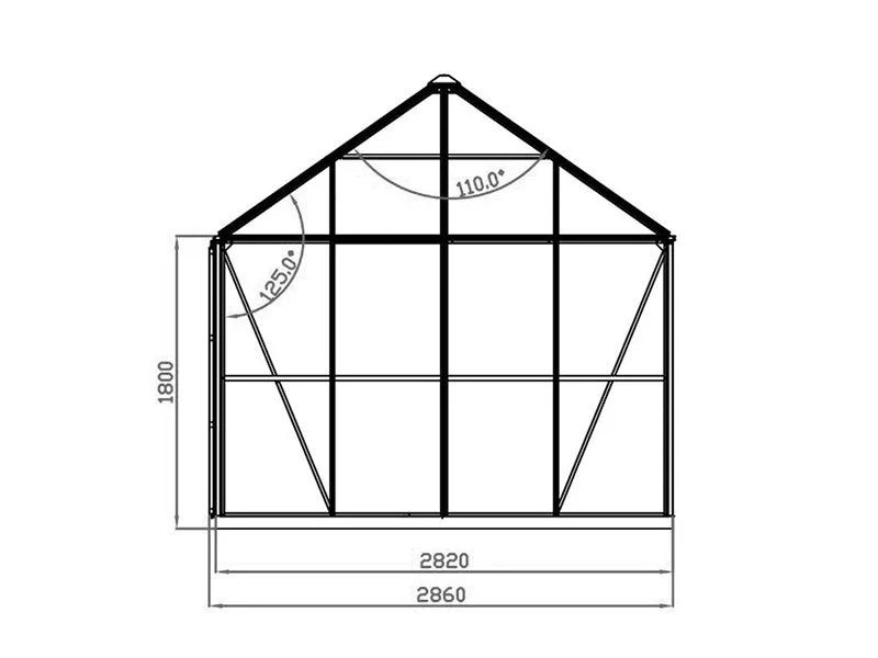 Orangeri, paviljong i glas 12m², 4,2x2,86x2,84m med bas, Svart - Image 10