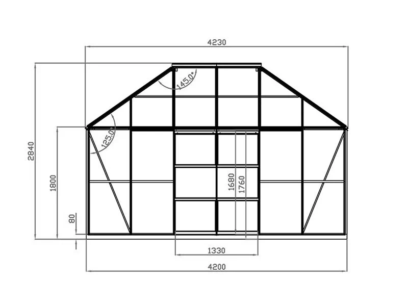 Orangeri, paviljong i glas 12m², 4,2x2,86x2,84m med bas, Svart - Image 9