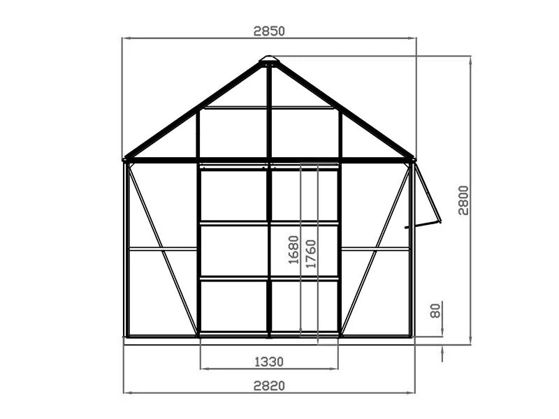 Orangeri, paviljong i glas 8,06m², 2,82x2,86x2,8m med bas, Svart - Image 11