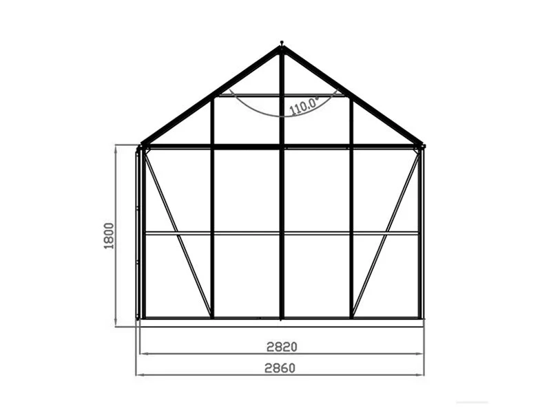 Orangeri, paviljong i glas 8,06m², 2,82x2,86x2,8m med bas, Svart - Image 12