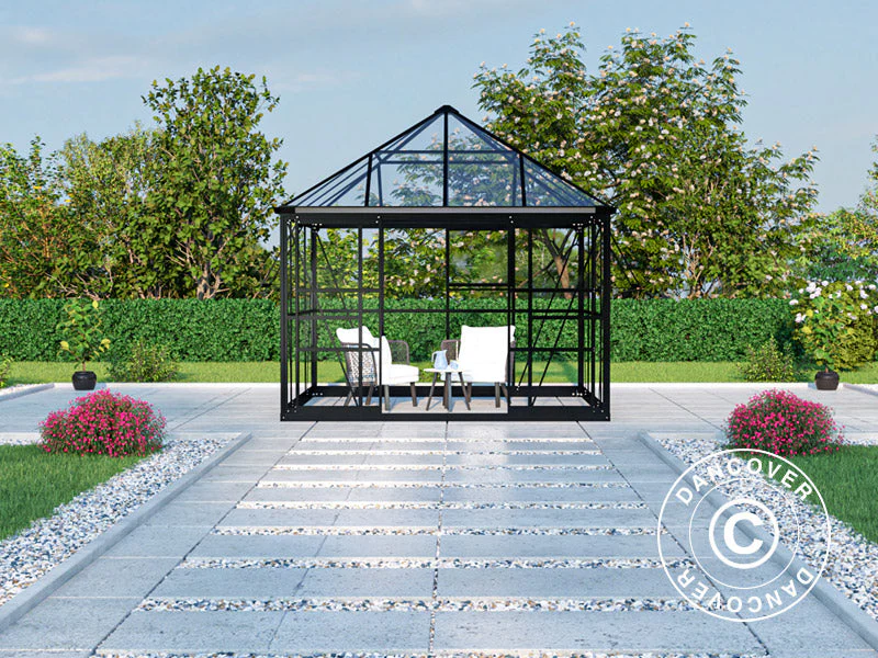 Orangeri, paviljong i glas 8,06m², 2,82x2,86x2,8m med bas, Svart - Image 5