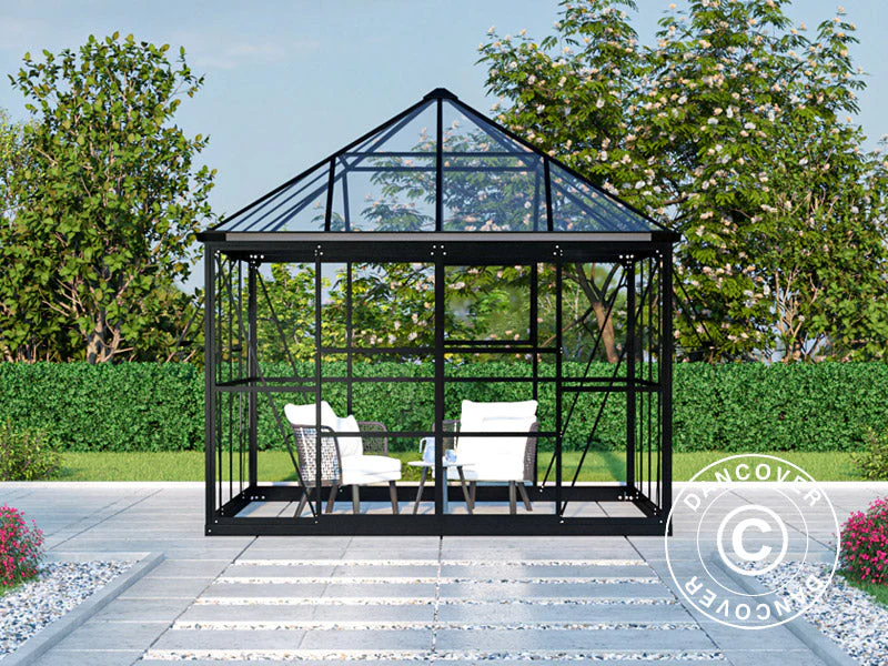 Orangeri, paviljong i glas 8,06m², 2,82x2,86x2,8m med bas, Svart - Image 6