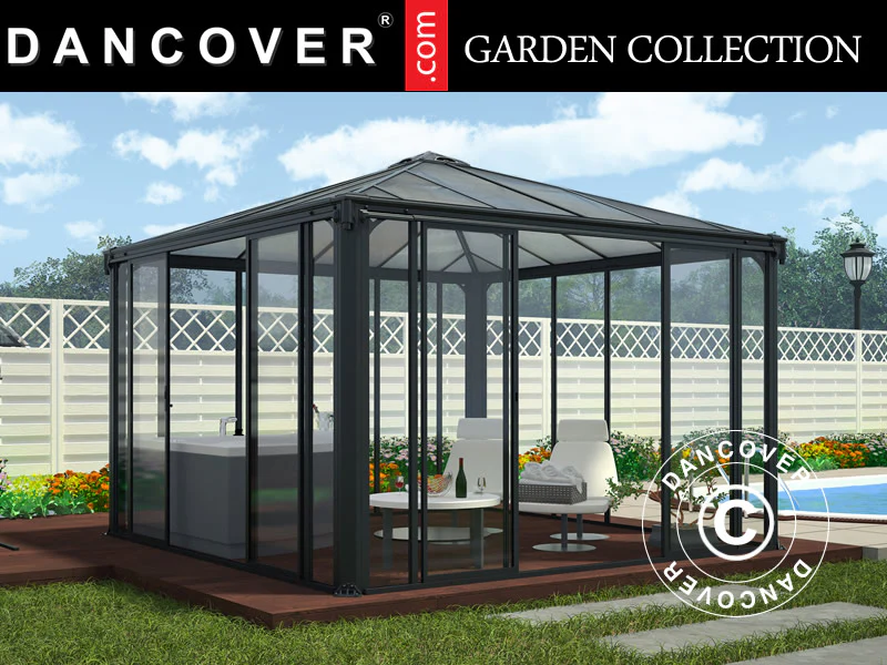Orangeri, paviljong LEDRO, 12,96m², Palram/Canopia, 3,6x3,6x2,95m, Grå