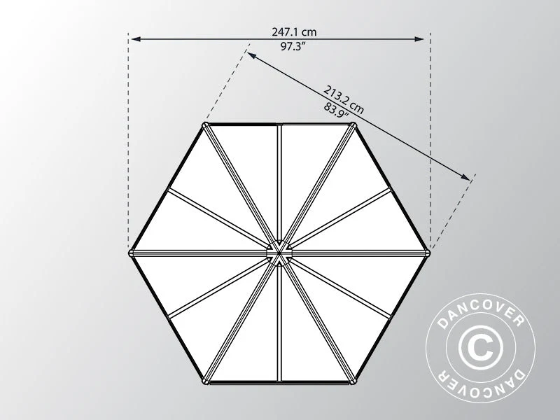 Orangeri polykarbonat OASIS, Sexkantigt 3,91m², Palram/Canopia, 2,13x2,47x2,67m, Antracit - Image 10
