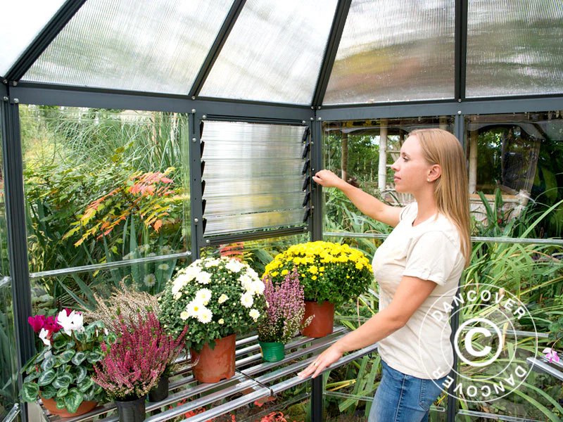 Orangeri polykarbonat OASIS, Sexkantigt 8,6m², Palram/Canopia, 3,16x3,63x2,89m, Antracit - Image 3