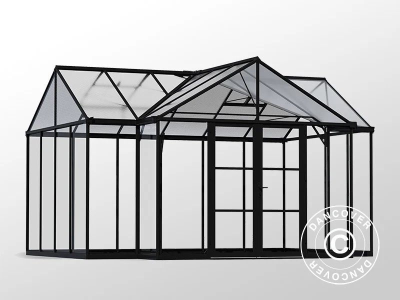 Orangeri polykarbonat Triomphe med bas, 17,1m², Palram/Canopia, 4,5x3,8x2,69m, Svart - Image 4