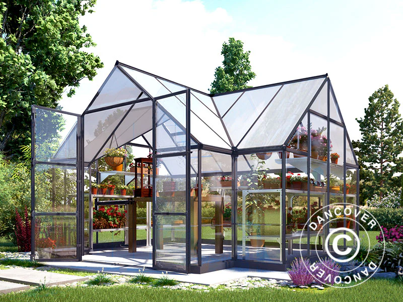 Orangeri polykarbonat VICTORY, 10,41m², Palram/Canopia, 3,66x3,05x2,69m, Grå - Image 3