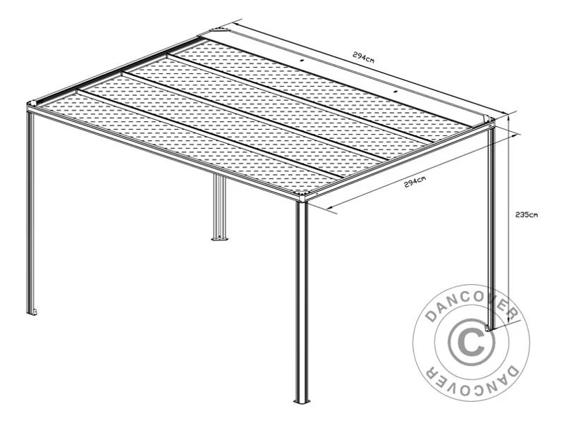 Pergola paviljong San Fernando, 3x3m, Svart/Mörkgrå - Image 13
