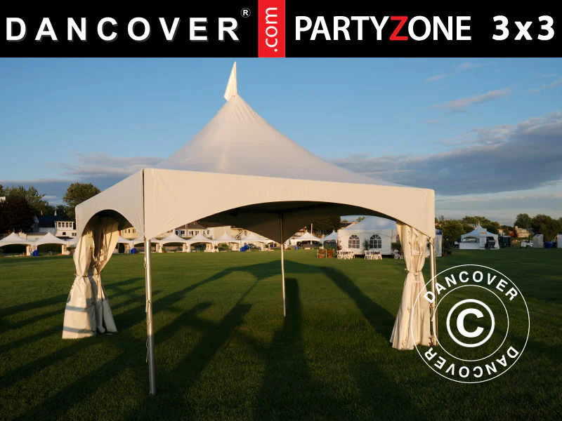 Pagoda Partytält PartyZone 3x3m, PVC, Vit