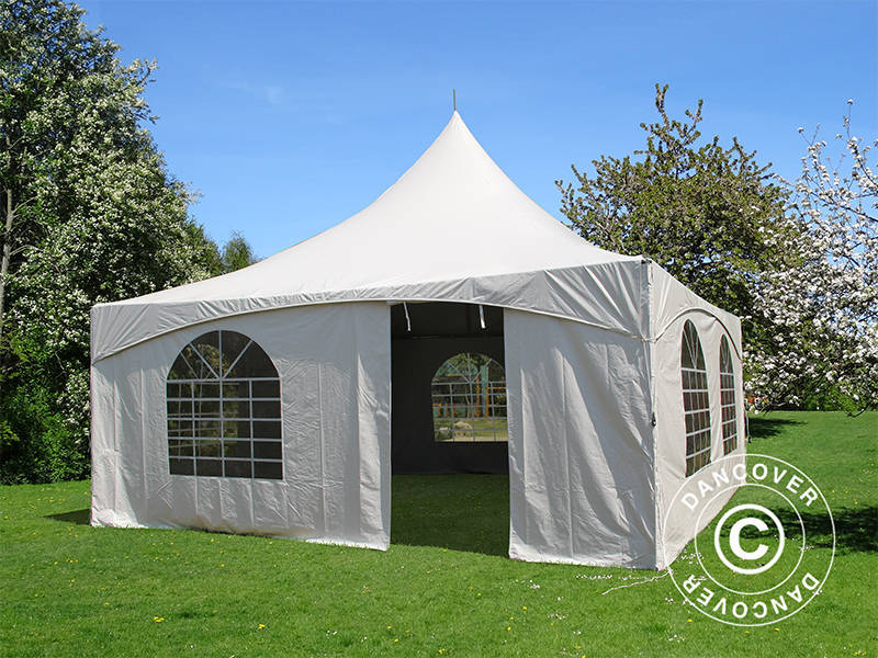Pagoda Partytält PartyZone 5x5m, PVC, Vit - Image 9