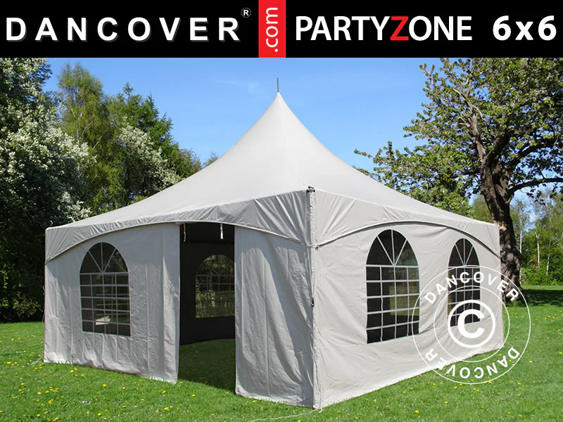 Pagoda Partytält PartyZone 6x6m, PVC, Vit