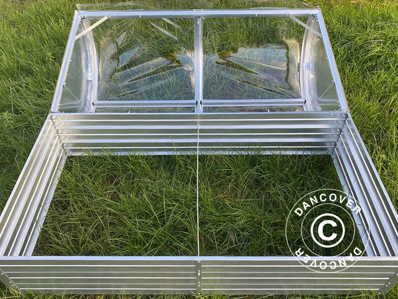 Pallkrage med välvt PVC överdrag, 0,75x1,5x0,75m, Silver - Image 3