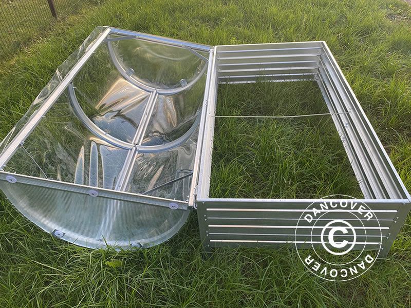 Pallkrage med välvt PVC överdrag, 0,75x1,5x0,75m, Silver - Image 4