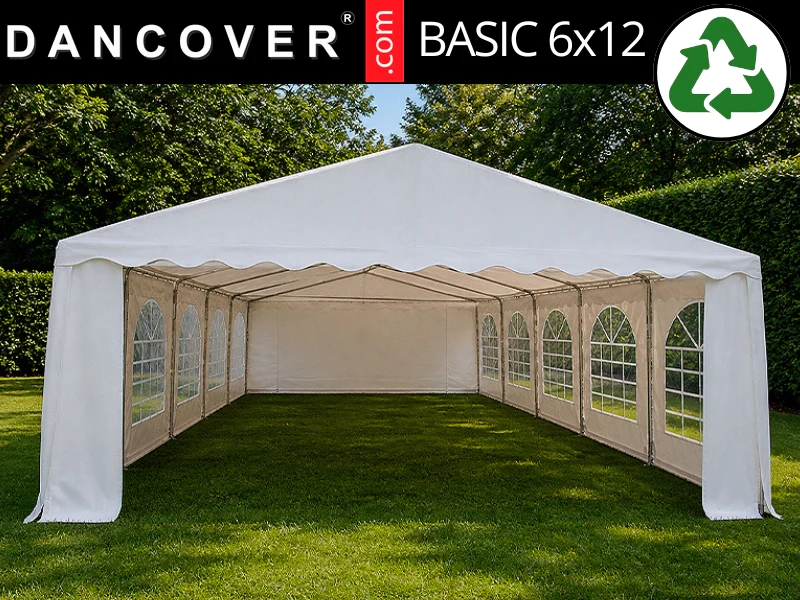 Partytält Basic 6x12m PVC 700, Vit