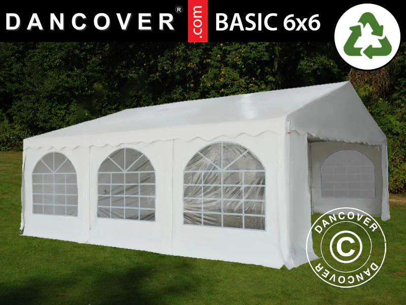 Partytält Basic 6x6m PVC 700, Vit