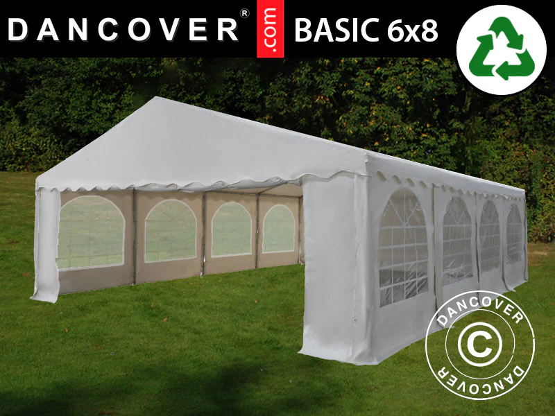 Partytält Basic 6x8m PVC 700, Vit