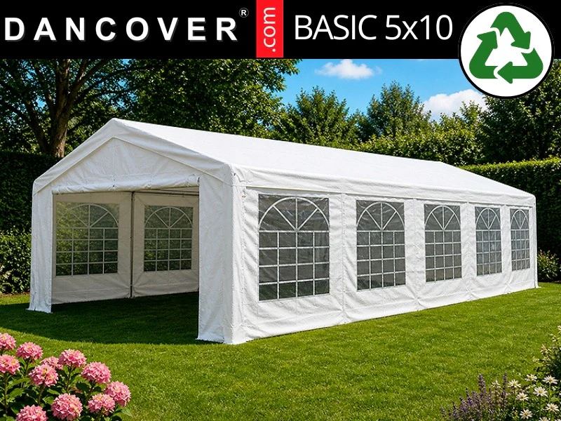 Partytält Basic 5x10m PE 500, Vit