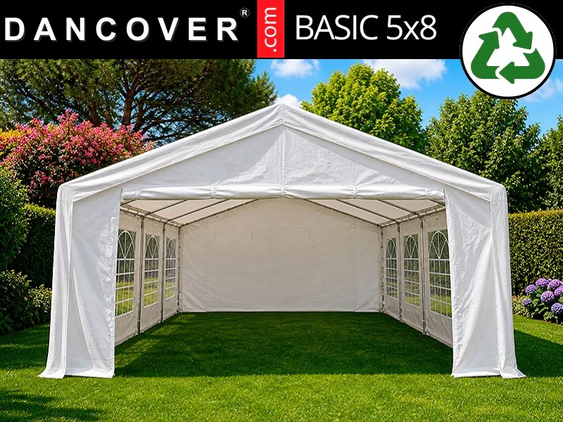 Partytält Basic 5x8m PE 500, Vit