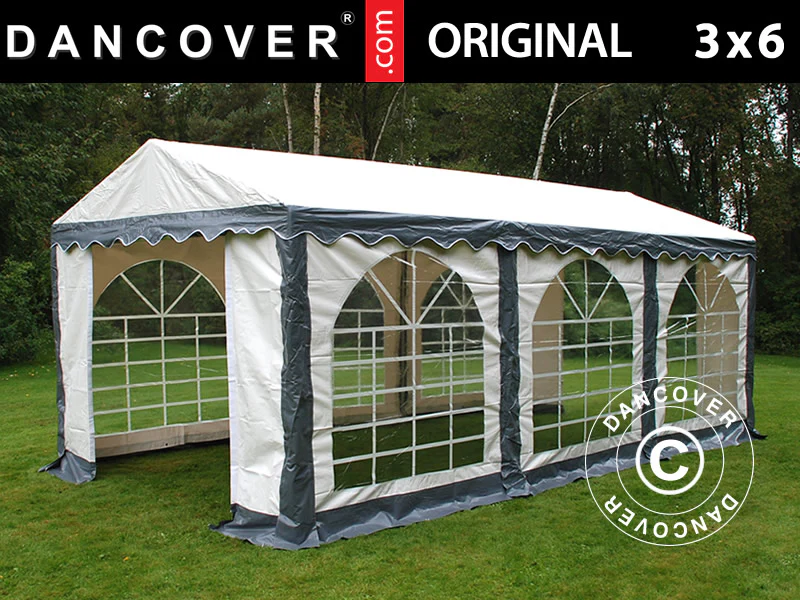 Partytält Original 3x6m PVC 900, Grå/Vit