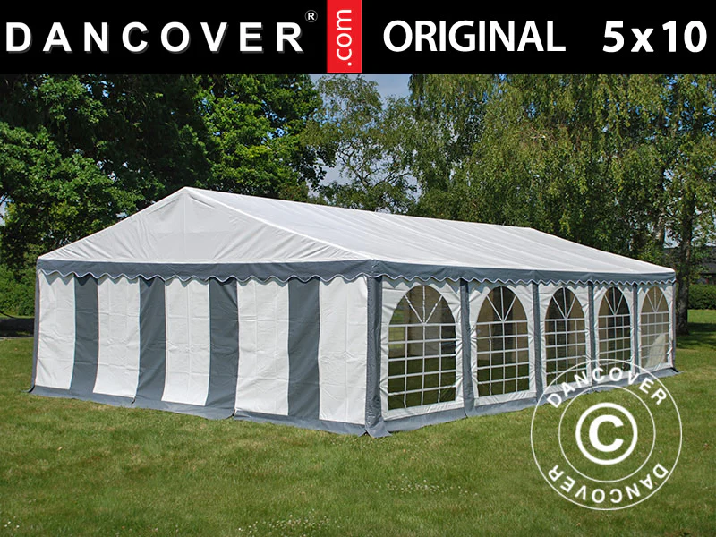 Partytält Original 5x10m PVC 900, Grå/Vit