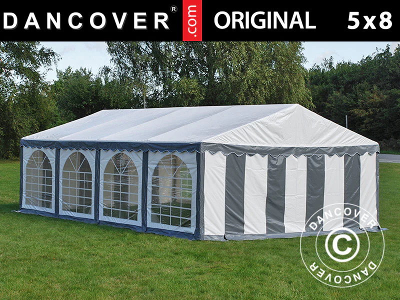Partytält Original 5x8m PVC 900, Grå/Vit