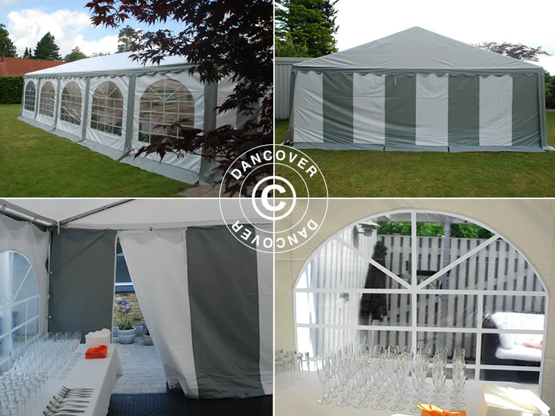 Partytält Original 6x6m PVC 900, Grå/Vit - Image 14
