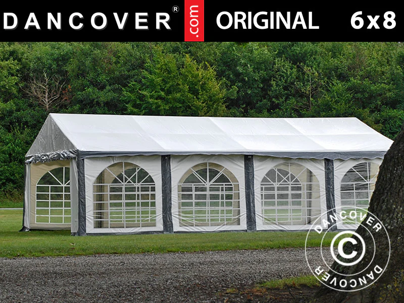 Partytält Original 6x8m PVC 900, Grå/Vit