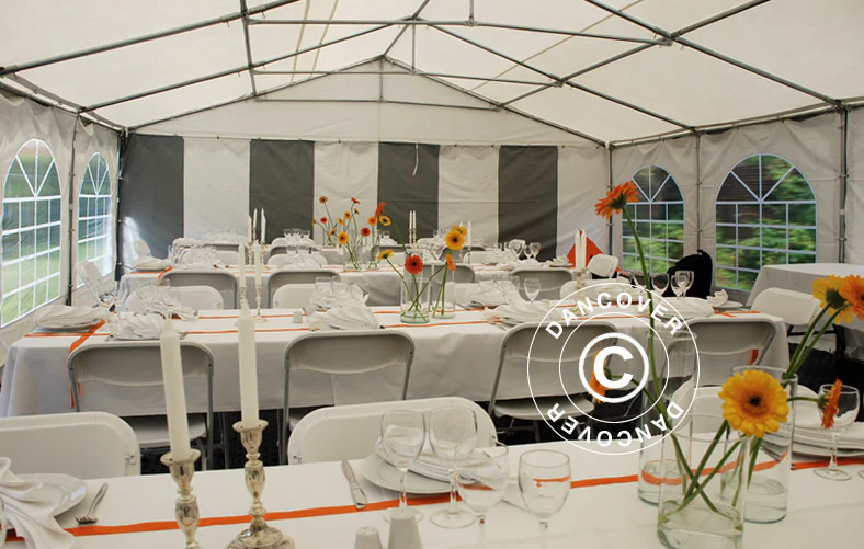 Partytält Original 6x8m PVC 900, Grå/Vit - Image 8