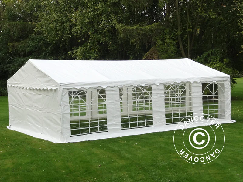 Partytält PLUS 5x8m PE 700, Vit + Bottenram - Image 10