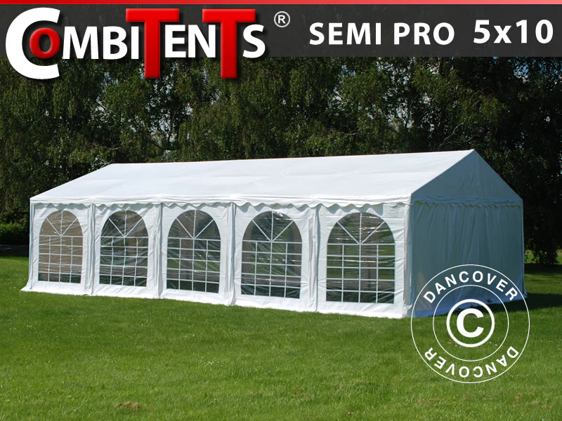 Partytält, SEMI PRO Plus CombiTents® 900 5x10m, 3-i-1, Vit