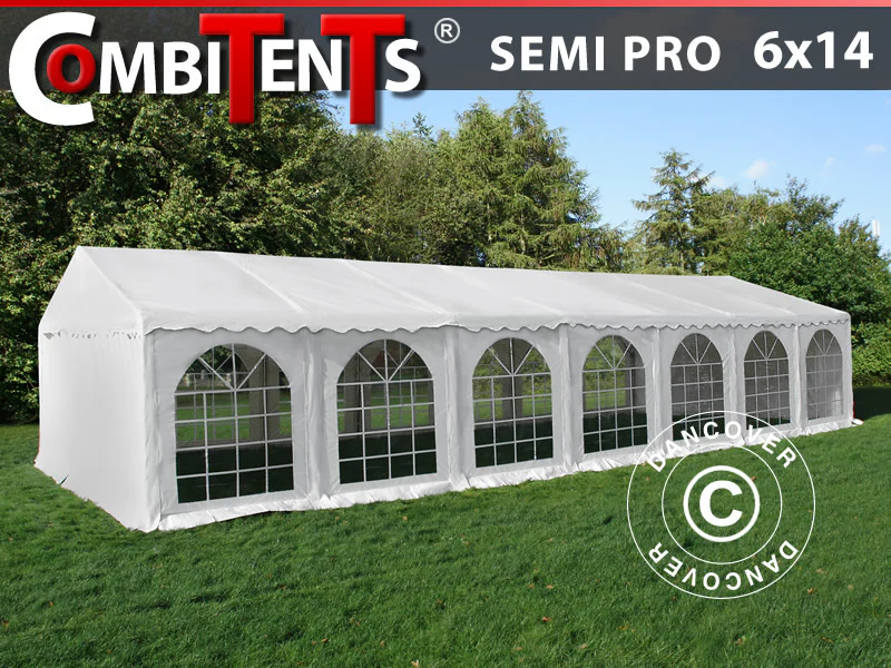 Partytält, SEMI PRO Plus CombiTents® 900 6x14m, 5-i-1, Vit