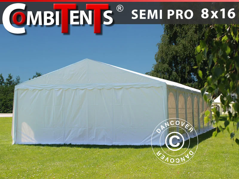 Partytält, SEMI PRO Plus CombiTents® 900 8x16 (2,6)m, 6-i-1, Vit