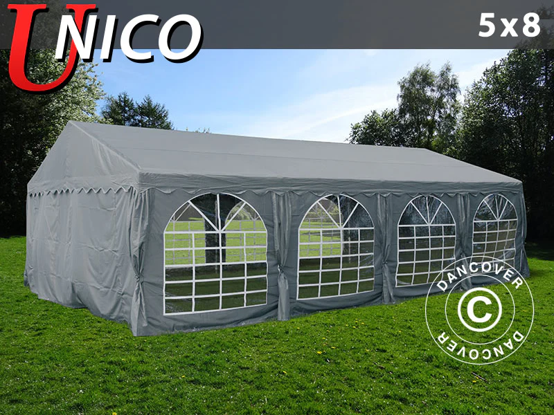 Partytält UNICO 5x8m, Mörkgrå
