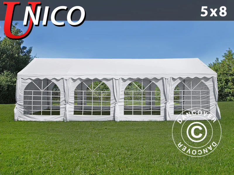 Partytält UNICO 5x8m, Vit