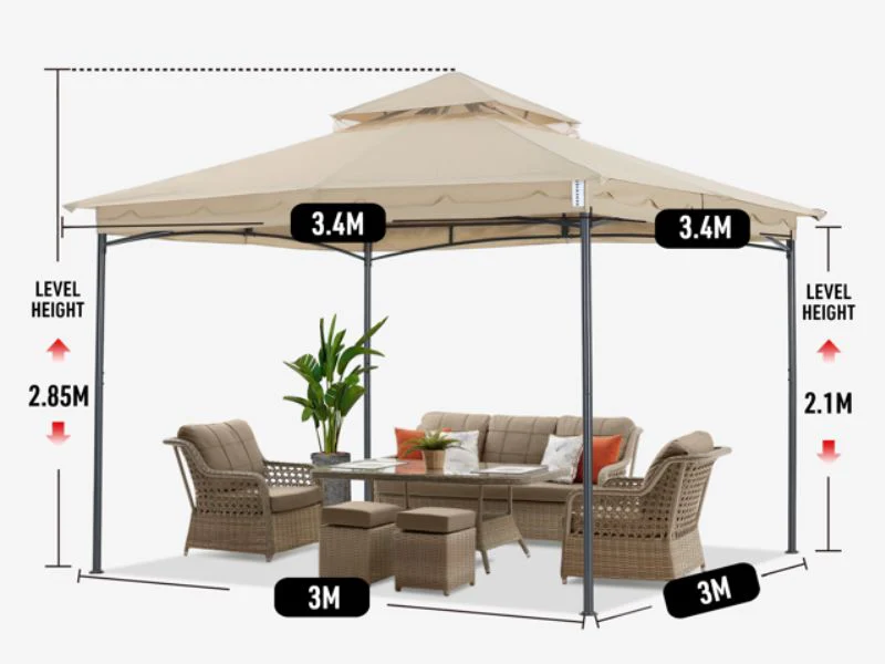 Paviljong Horus, 3,4x3,4m, Beige - Image 8