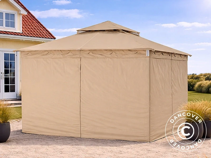 Paviljong Horus med gardiner, 3x3,7m, Beige - Image 10