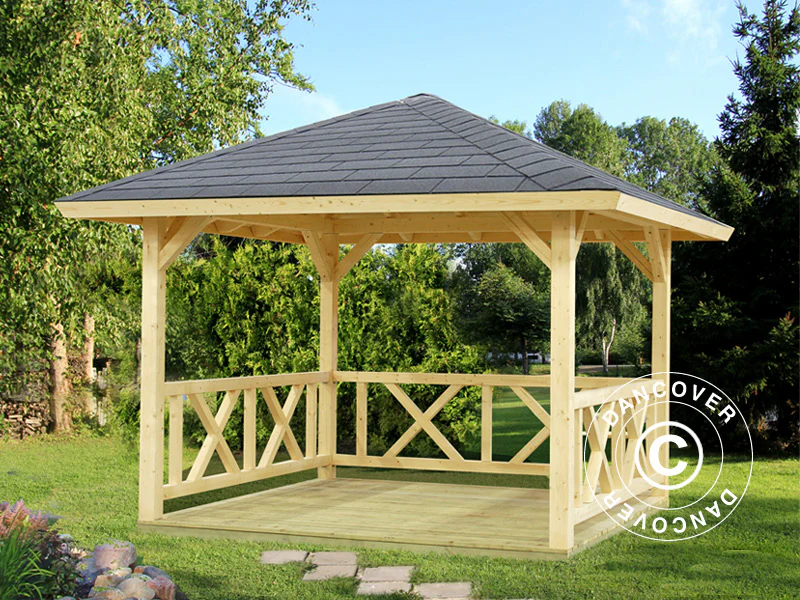 Paviljong i trä, 3x3x3,23m, 9m², Naturlig - Image 2