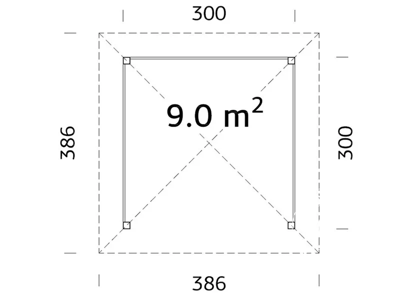 Paviljong i trä, 3x3x3,23m, 9m², Naturlig - Image 4