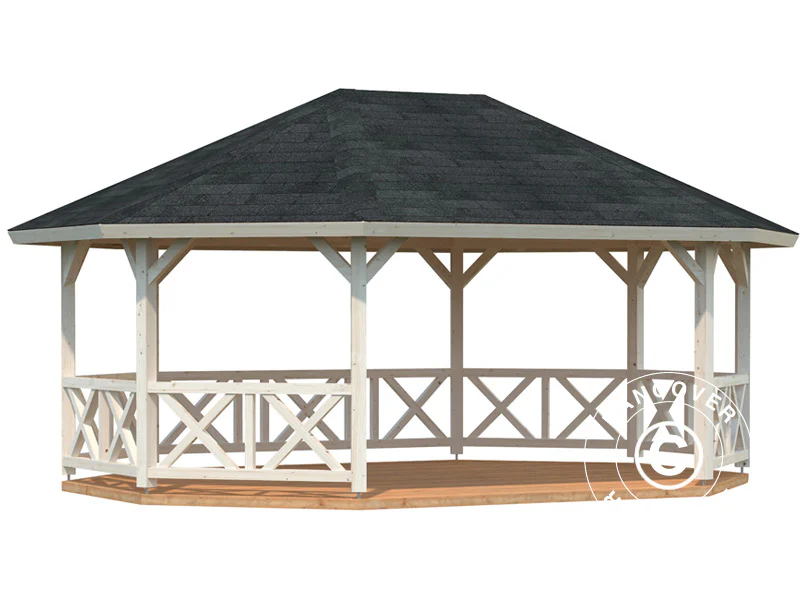Paviljong i trä, 4,67x6,17x3,62m, 25m², Naturlig - Image 3