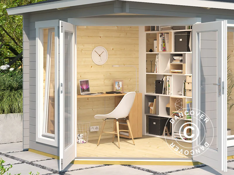 Paviljong i trä Brittany, 2,4x2,4x2,41m, 40mm, Ljusgrå - Image 3