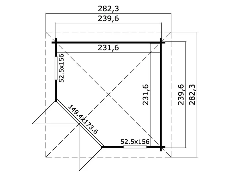 Paviljong i trä Brittany, 2,4x2,4x2,41m, 40mm, Ljusgrå - Image 5