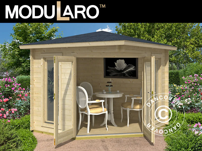 Paviljong i trä Brittany, 2,4x2,4x2,41m, 40mm, Naturlig