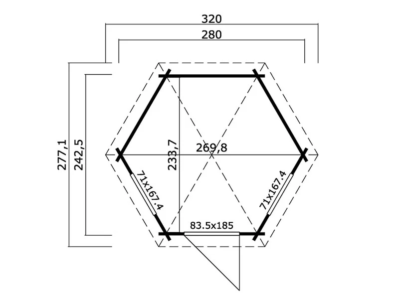 Paviljong i trä Lausanne, hexagonal 2,8x2,42x2,89m, 44mm, Mörkgrå - Image 3