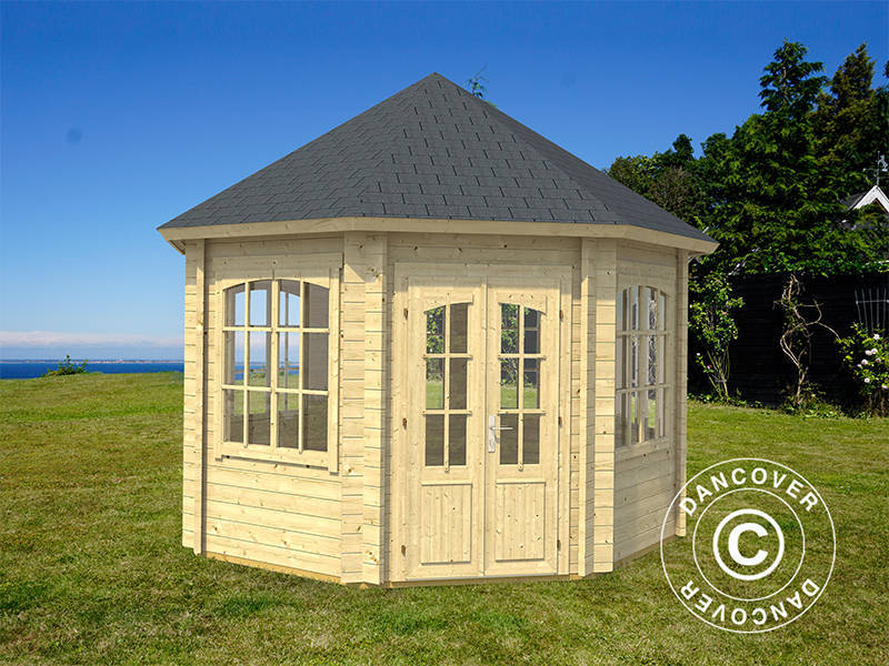 Paviljong i trä Lorraine, oktogonal 3,47x3,47x3,45m, 44mm, Naturlig - Image 2